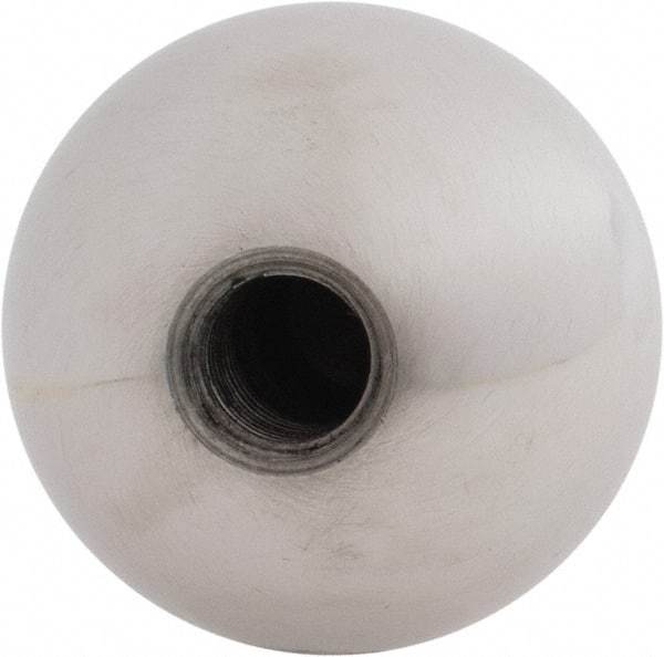 Gibraltar - 3/8-24 Thread, 1.38" Diam, Threaded Hole Ball Knob - Natural, Steel, Smooth Grip, 5/8" Hole Depth - Industrial Tool & Supply
