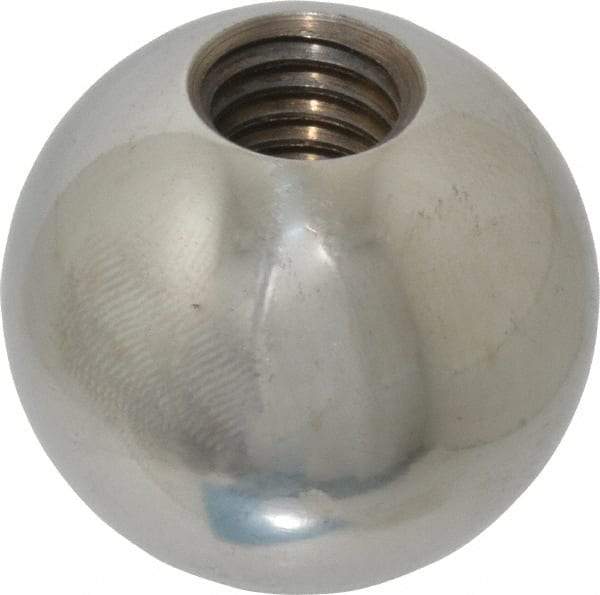Gibraltar - 1/2-13 Thread, 1.38" Diam, Threaded Hole Ball Knob - Natural, Steel, Smooth Grip, 5/8" Hole Depth - Industrial Tool & Supply