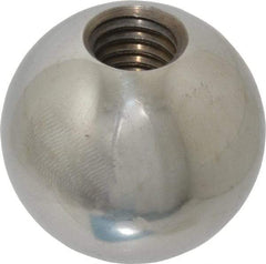 Gibraltar - 1/2-13 Thread, 1.38" Diam, Threaded Hole Ball Knob - Natural, Steel, Smooth Grip, 5/8" Hole Depth - Industrial Tool & Supply