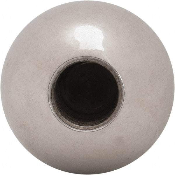 Gibraltar - 1/2-20 Thread, 1.38" Diam, Threaded Hole Ball Knob - Natural, Steel, Smooth Grip, 5/8" Hole Depth - Industrial Tool & Supply