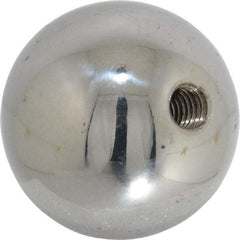 Gibraltar - 3/8-16 Thread, 1.88" Diam, Threaded Hole Ball Knob - Natural, Steel, Smooth Grip, 3/4" Hole Depth - Industrial Tool & Supply