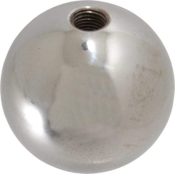 Gibraltar - 3/8-24 Thread, 1.88" Diam, Threaded Hole Ball Knob - Natural, Steel, Smooth Grip, 3/4" Hole Depth - Industrial Tool & Supply