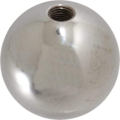 Gibraltar - 3/8-24 Thread, 1.88" Diam, Threaded Hole Ball Knob - Natural, Steel, Smooth Grip, 3/4" Hole Depth - Industrial Tool & Supply