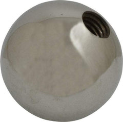 Gibraltar - 1/2-13 Thread, 1.88" Diam, Threaded Hole Ball Knob - Natural, Steel, Smooth Grip, 3/4" Hole Depth - Industrial Tool & Supply