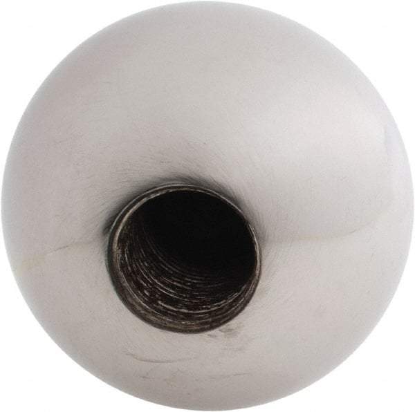 Gibraltar - 5/8-18 Thread, 1.88" Diam, Threaded Hole Ball Knob - Natural, Steel, Smooth Grip, 3/4" Hole Depth - Industrial Tool & Supply