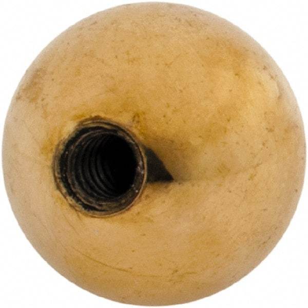 Gibraltar - 10-24 Thread, 3/4" Diam, Threaded Hole Ball Knob - Natural, Brass, Smooth Grip, 3/8" Hole Depth - Industrial Tool & Supply