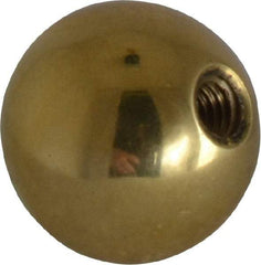 Gibraltar - 10-32 Thread, 3/4" Diam, Threaded Hole Ball Knob - Natural, Brass, Smooth Grip, 3/8" Hole Depth - Industrial Tool & Supply