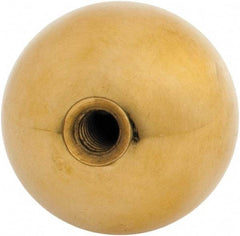 Gibraltar - 10-24 Thread, 1" Diam, Threaded Hole Ball Knob - Natural, Brass, Smooth Grip, 3/8" Hole Depth - Industrial Tool & Supply