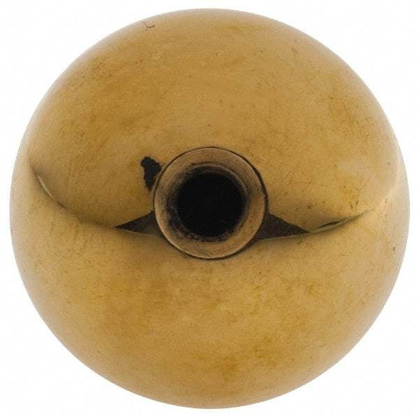 Gibraltar - 10-32 Thread, 1" Diam, Threaded Hole Ball Knob - Natural, Brass, Smooth Grip, 3/8" Hole Depth - Industrial Tool & Supply