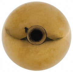 Gibraltar - 10-32 Thread, 1" Diam, Threaded Hole Ball Knob - Natural, Brass, Smooth Grip, 3/8" Hole Depth - Industrial Tool & Supply