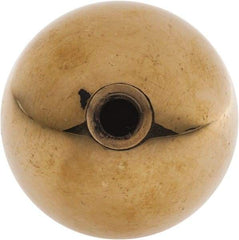 Gibraltar - 1/4-20 Thread, 1" Diam, Threaded Hole Ball Knob - Natural, Brass, Smooth Grip, 1/2" Hole Depth - Industrial Tool & Supply