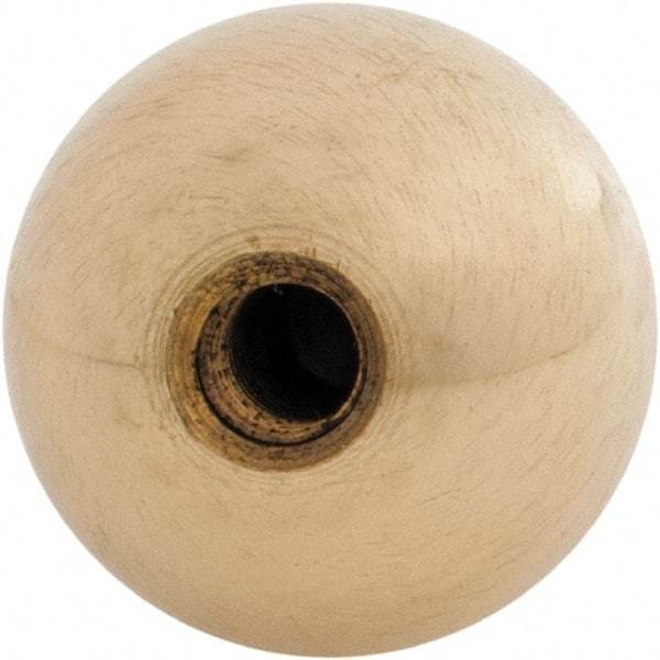 Gibraltar - 1/4-28 Thread, 1" Diam, Threaded Hole Ball Knob - Natural, Brass, Smooth Grip, 1/2" Hole Depth - Industrial Tool & Supply