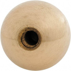 Gibraltar - 1/4-28 Thread, 1" Diam, Threaded Hole Ball Knob - Natural, Brass, Smooth Grip, 1/2" Hole Depth - Industrial Tool & Supply
