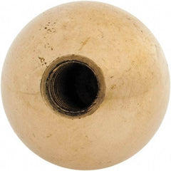 Gibraltar - 5/16-18 Thread, 1" Diam, Threaded Hole Ball Knob - Natural, Brass, Smooth Grip, 1/2" Hole Depth - Industrial Tool & Supply