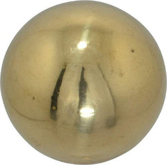 Gibraltar - 3/8-16 Thread, 1" Diam, Threaded Hole Ball Knob - Natural, Brass, Smooth Grip, 1/2" Hole Depth - Industrial Tool & Supply