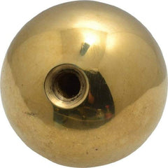 Gibraltar - 1/4-20 Thread, 1.38" Diam, Threaded Hole Ball Knob - Natural, Brass, Smooth Grip, 5/8" Hole Depth - Industrial Tool & Supply