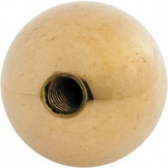 Gibraltar - 5/16-18 Thread, 1.38" Diam, Threaded Hole Ball Knob - Natural, Brass, Smooth Grip, 5/8" Hole Depth - Industrial Tool & Supply