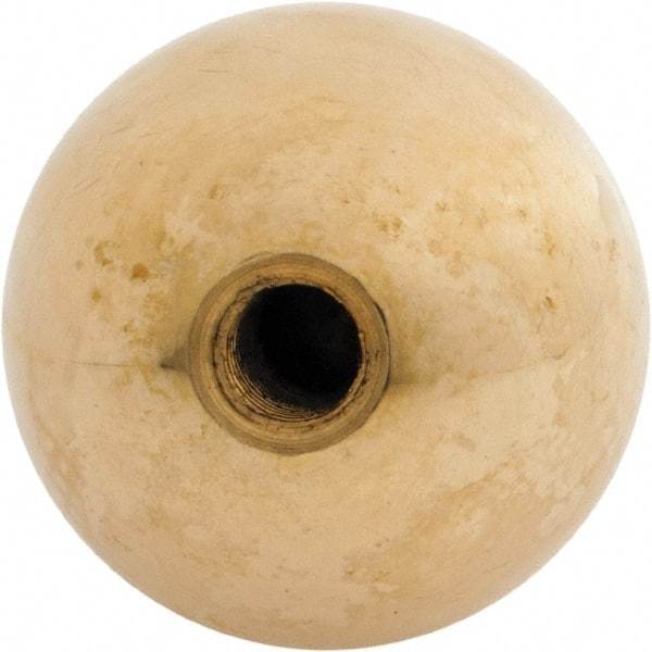 Gibraltar - 5/16-24 Thread, 1.38" Diam, Threaded Hole Ball Knob - Natural, Brass, Smooth Grip, 5/8" Hole Depth - Industrial Tool & Supply