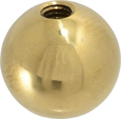Gibraltar - 3/8-16 Thread, 1.38" Diam, Threaded Hole Ball Knob - Natural, Brass, Smooth Grip, 5/8" Hole Depth - Industrial Tool & Supply