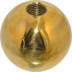 Gibraltar - 3/8-24 Thread, 1.38" Diam, Threaded Hole Ball Knob - Natural, Brass, Smooth Grip, 5/8" Hole Depth - Industrial Tool & Supply