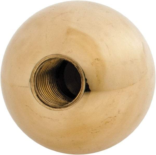Gibraltar - 7/16-20 Thread, 1.38" Diam, Threaded Hole Ball Knob - Natural, Brass, Smooth Grip, 5/8" Hole Depth - Industrial Tool & Supply