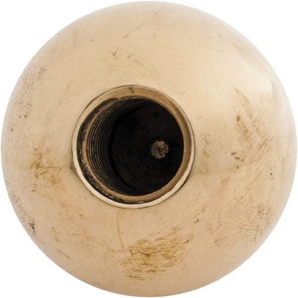 Gibraltar - 1/2-13 Thread, 1.38" Diam, Threaded Hole Ball Knob - Natural, Brass, Smooth Grip, 5/8" Hole Depth - Industrial Tool & Supply