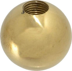 Gibraltar - 1/2-20 Thread, 1.38" Diam, Threaded Hole Ball Knob - Natural, Brass, Smooth Grip, 5/8" Hole Depth - Industrial Tool & Supply