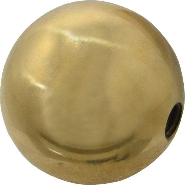 Gibraltar - 3/8-16 Thread, 1.88" Diam, Threaded Hole Ball Knob - Natural, Brass, Smooth Grip, 3/4" Hole Depth - Industrial Tool & Supply