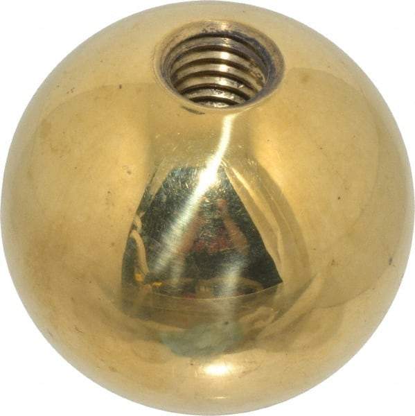 Gibraltar - 1/2-13 Thread, 1.88" Diam, Threaded Hole Ball Knob - Natural, Brass, Smooth Grip, 3/4" Hole Depth - Industrial Tool & Supply