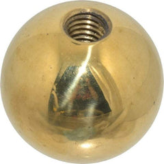 Gibraltar - 1/2-13 Thread, 1.88" Diam, Threaded Hole Ball Knob - Natural, Brass, Smooth Grip, 3/4" Hole Depth - Industrial Tool & Supply