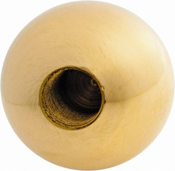 Gibraltar - 5/8-18 Thread, 1.88" Diam, Threaded Hole Ball Knob - Natural, Brass, Smooth Grip, 3/4" Hole Depth - Industrial Tool & Supply