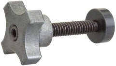 Made in USA - 3/8-16 Lobed Shoulder Swivel Pad Tip Steel Thumb Screw - 3-3/4" OAL, 2" Head Diam x 1-1/8" Head Height, Black Oxide Finish - Industrial Tool & Supply