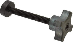 Made in USA - 1/4-20 Lobed Shoulder Swivel Pad Tip Steel Thumb Screw - 2-9/16" OAL, 1-1/8" Head Diam x 5/8" Head Height, Black Oxide Finish - Industrial Tool & Supply