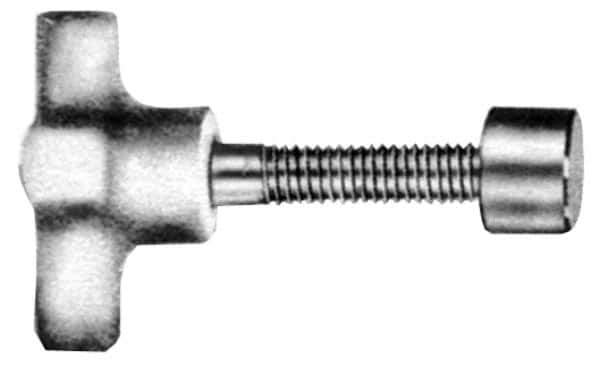 Made in USA - 1/2-13 Lobed Shoulder Swivel Pad Tip Steel Thumb Screw - 4-5/8" OAL, 2-1/2" Head Diam x 1-1/8" Head Height, Black Oxide Finish - Industrial Tool & Supply