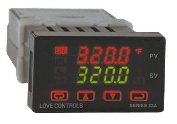 Dwyer - -350 to 4,208°F 1/32 DIN Temperature/Process Control - Dual 4-Digit LCD Display, Fuzzy Logic PID Control, 100-240 VAC/VDC - Industrial Tool & Supply