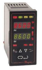 Dwyer - -350 to 3,200°F 1/8 DIN Temperature/Process Control - Dual 4-Digit LCD Display, Fuzzy Logic PID Control, 100-240 VAC/VDC - Industrial Tool & Supply