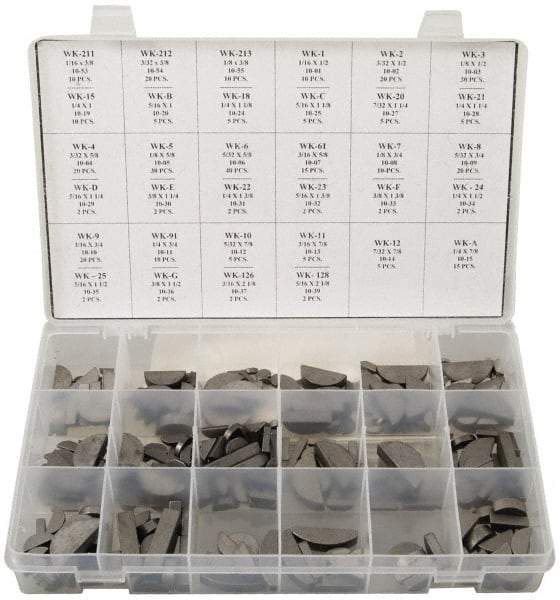 Made in USA - Key & Keyway Assortments Type: Woodruff Keys Number of Pieces: 350 - Industrial Tool & Supply
