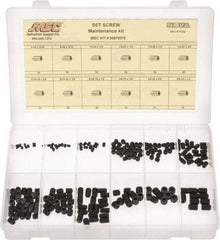 Value Collection - 200 Piece, #6-32 to 3/8-24, Steel Set Screw Assortment - Hex Head, Hex Socket Drive, 3/16 to 3/8" Long - Industrial Tool & Supply