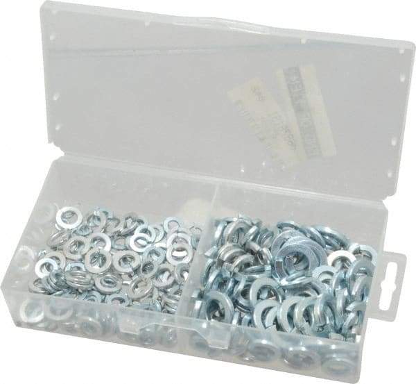 Value Collection - 235 Piece, 3/16 to 1/2" Screw, Steel Lock Washer Assortment - Includes 3/16 to 1/2" Screw & Plastic Case - Industrial Tool & Supply