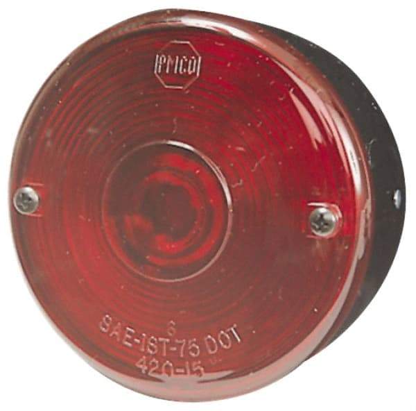Peterson - 3-3/4" Diam, Red Lens & Reflector - Plastic, 12 Volt - Industrial Tool & Supply