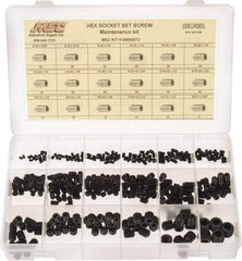 Value Collection - 400 Piece, #6-32 to 5/8-11, Steel Set Screw Assortment - Hex Head, Hex Socket Drive, 3/16 to 5/8" Long - Industrial Tool & Supply