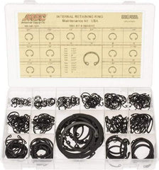 Made in USA - 337 Piece, 3/8 to 3", SpRing Assortment Steel, Snap Internal Retaining Ring Assortment - Includes Compartmented Case - Industrial Tool & Supply