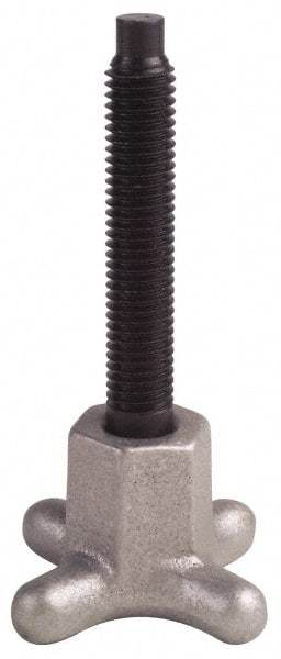 Gibraltar - 3/8-16 Lobed Shoulder Dog Point Tip Grade 12L14 Steel Thumb Screw - 4" OAL, 2" Head Diam x 1" Head Height, Black Oxide Finish - Industrial Tool & Supply