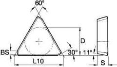 Kennametal - TPKN43 Grade KCPK30 Carbide Milling Insert - TiN/TiCN/Al2O3 Finish, 3/16" Thick, 1/2" Inscribed Circle - Industrial Tool & Supply