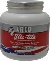 LA-CO - 1 Qt Brush Top Can White Thread Sealant - Paste with PTFE, 500°F Max Working Temp, For Metal, PVC, CPVC & ABS Plastic Pipe Threads - Industrial Tool & Supply