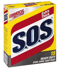 SOS - Steel Wool Scouring Soap Pad - Heavy-Duty, Blue/Gray - Industrial Tool & Supply