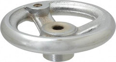 Gibraltar - 4", 3 Spoke Offset Handwheel - 0.622" Bore Diam, 1-1/8" Hub, Cast Iron, Chrome Plated Finish - Industrial Tool & Supply