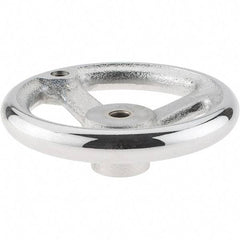 Gibraltar - 5", 3 Spoke Offset Handwheel - 0.622" Bore Diam, 1-1/4" Hub, Cast Iron, Chrome Plated Finish - Industrial Tool & Supply