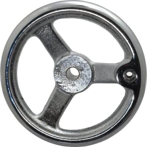 Gibraltar - 6", 3 Spoke Offset Handwheel - 1-3/8" Hub, Cast Iron, Chrome Plated Finish - Industrial Tool & Supply