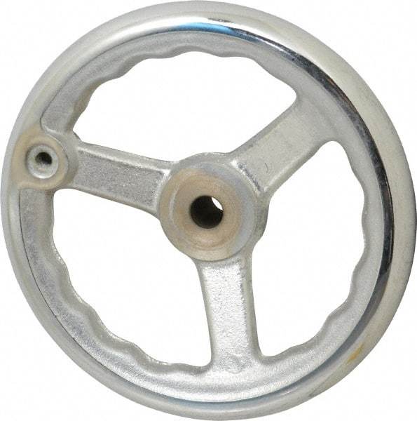 Gibraltar - 8", 3 Spoke Offset Handwheel - 0.622" Bore Diam, 1-21/32" Hub, Cast Iron, Chrome Plated Finish - Industrial Tool & Supply